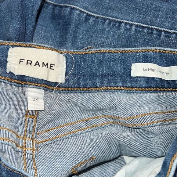 Frame Denim Le High Skinny Denim Jeans Serrano Black Piping Sz 24 Stretch - Picture 4 of 8